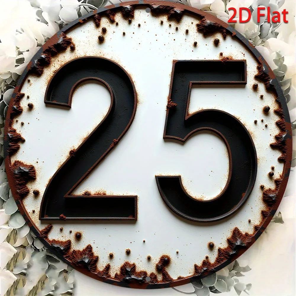 2D Flat - 【2D Flat】 2D Flat - [2D Flat] 1pc 2D Flat Printed Metal Sign, an 8-Inch Round Design Featuring a Wreath for December 2