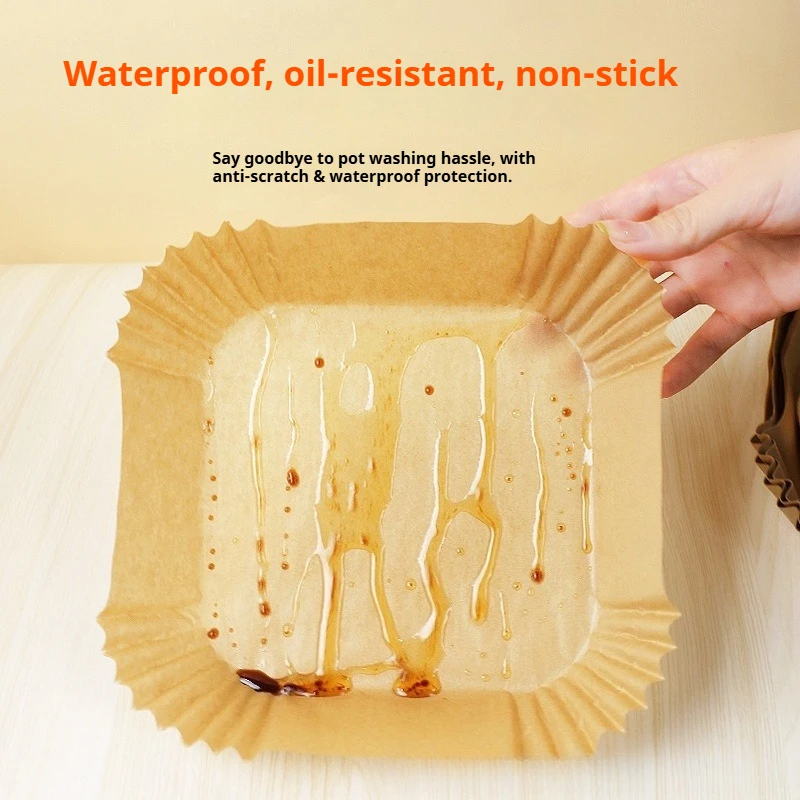 30/50 Peças Forros de Papel Descartáveis para Fritadeira de Ar, 20cm/24cm, Impermeáveis, para Cozinhar em Bandejas de Fritadeira, Resistentes a Altas Temperaturas
