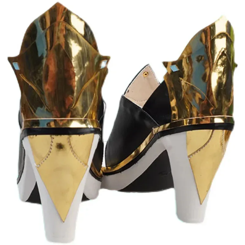 أحذية Genshin Impact Shenhe التأثيرية ذات الكعب العالي وإكسسوارات أزياء الهالوين التأثيرية