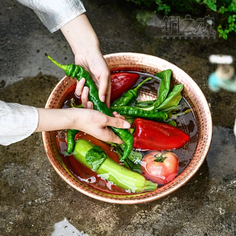 

Pure Copper Face Bath Basin Portable Wash Basins Handcrafted Thickened Brass Basin,Large Size Laundry Basins for Bathroom,home