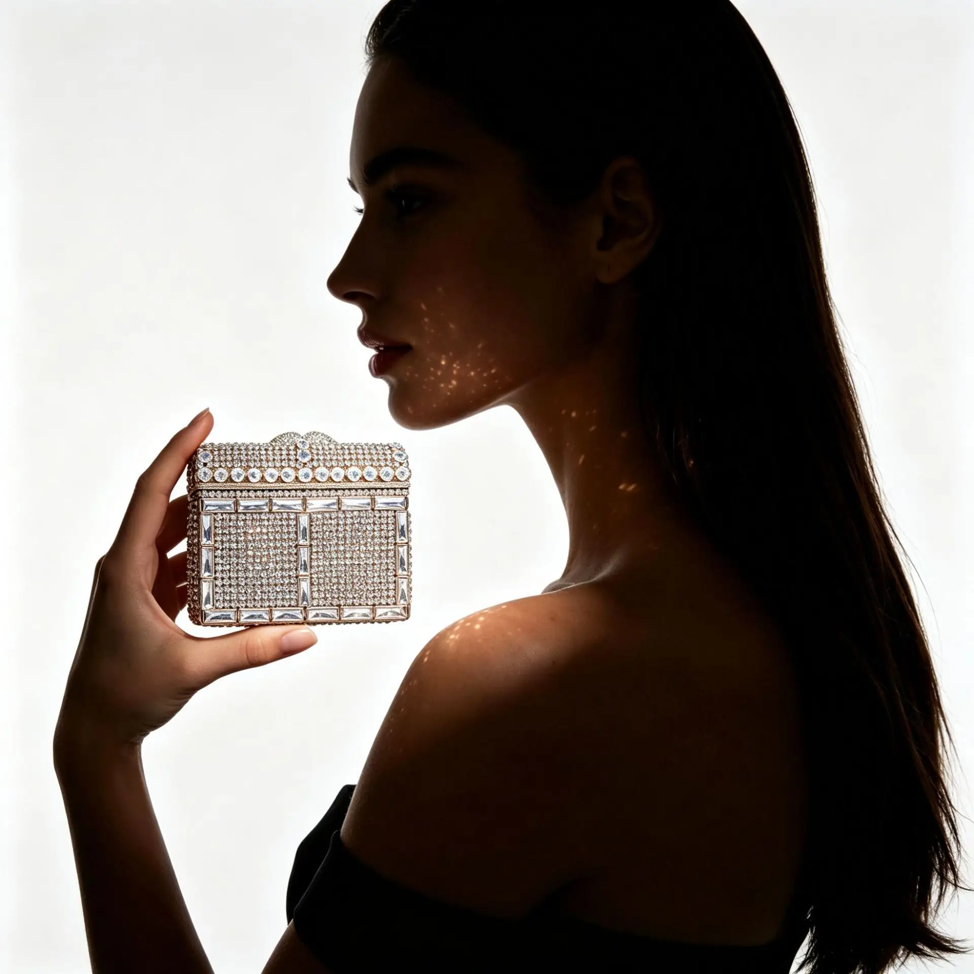 full diamond dinner bag, heavy industry transparent rhinestone hard shell clutch bag, wedding dress messenger bag cross