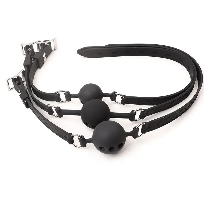 For Adult SM Games Sexyshop Erotic Accessories All Silicone Mouth Gag Breathable Ball Gag Adjustable Belt Mouth Sex Toys