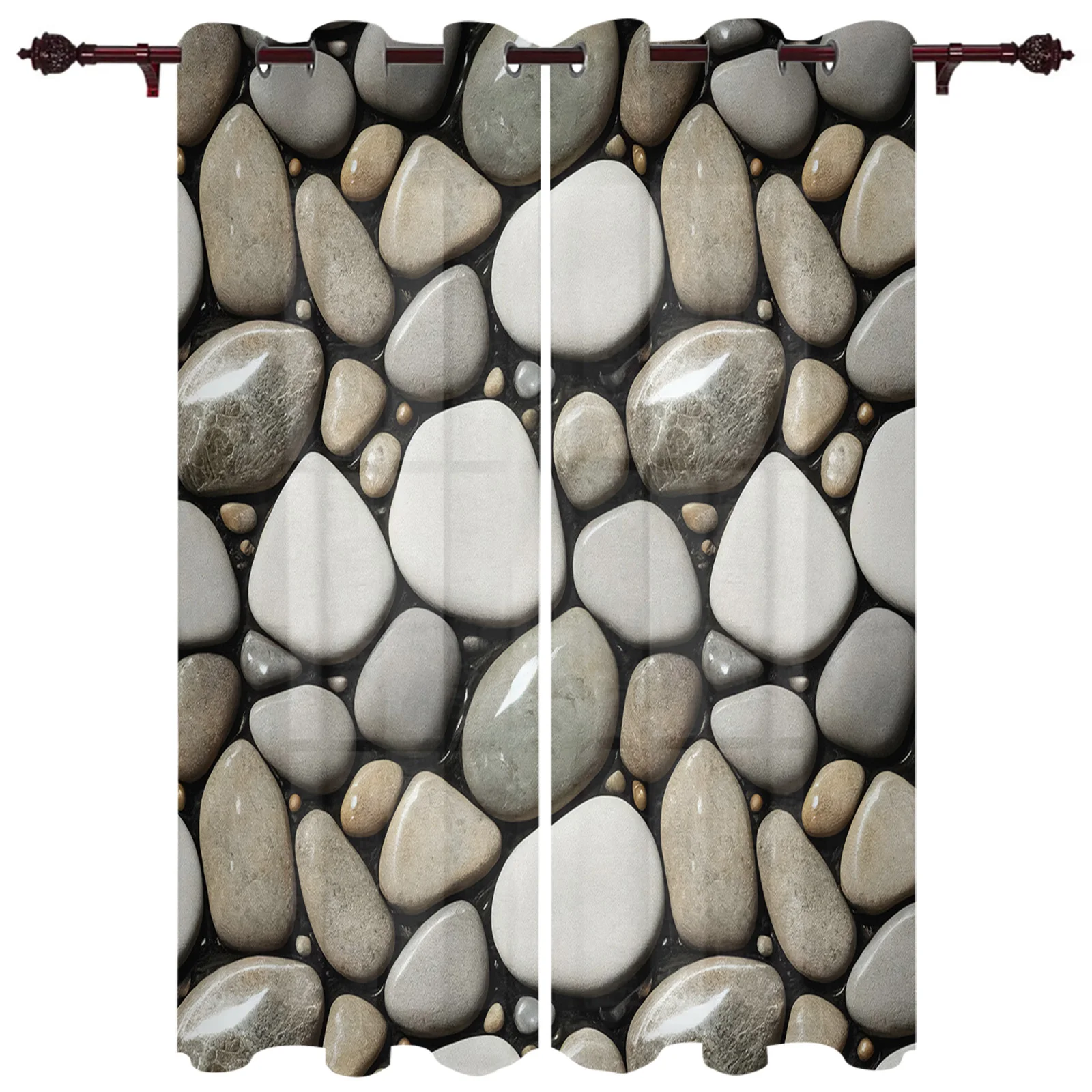 Modern Pebble Texture Brown Curtains for Living Room Bedroom Study Decor Curtain Modern Kitchen Window Curtains