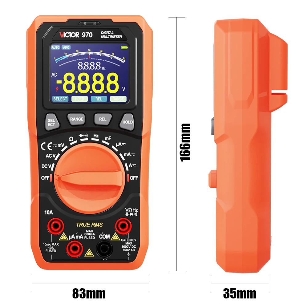 Victor 970 DIgital Multimeter 6000 Counts 2000mAh Lithium Battery Type-C Interface Anto Range TFT Color Screen