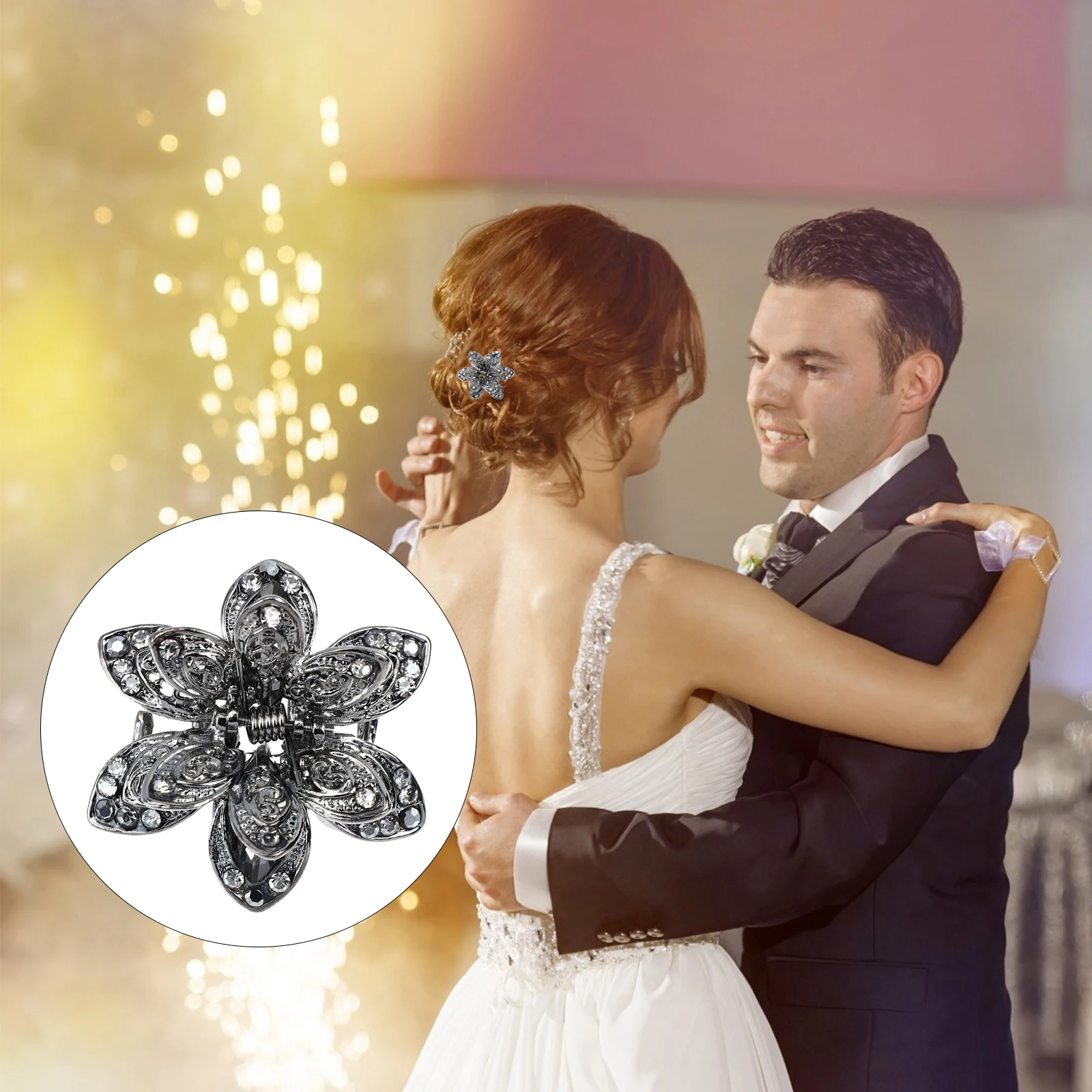 

2pcs Crystal Point Drill Headdress Hair Clips Retro Bun Metal Small Claw Lightweight Portable Non Slip Hairstyles Birthday