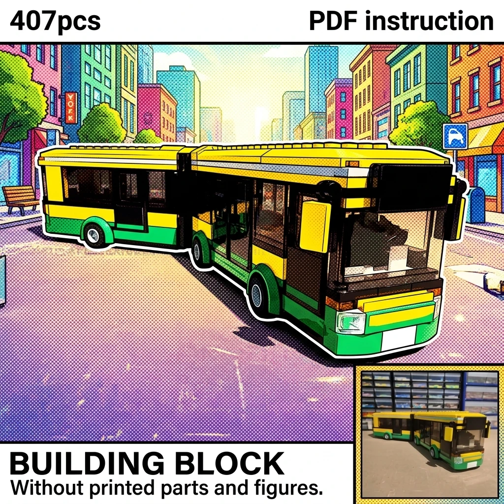 

MOC Articulated Bus Building Blocks For 7641 City Street Expansion Vehicle Roof Mod Diorama Display Adult Brick Set