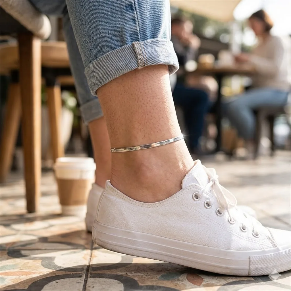 Stainless Steel Snake Chain Anklet for Women Gold Silver Color Flat Herringbone Foot Chain Summer Beach Ankle Bracelet Jewelry