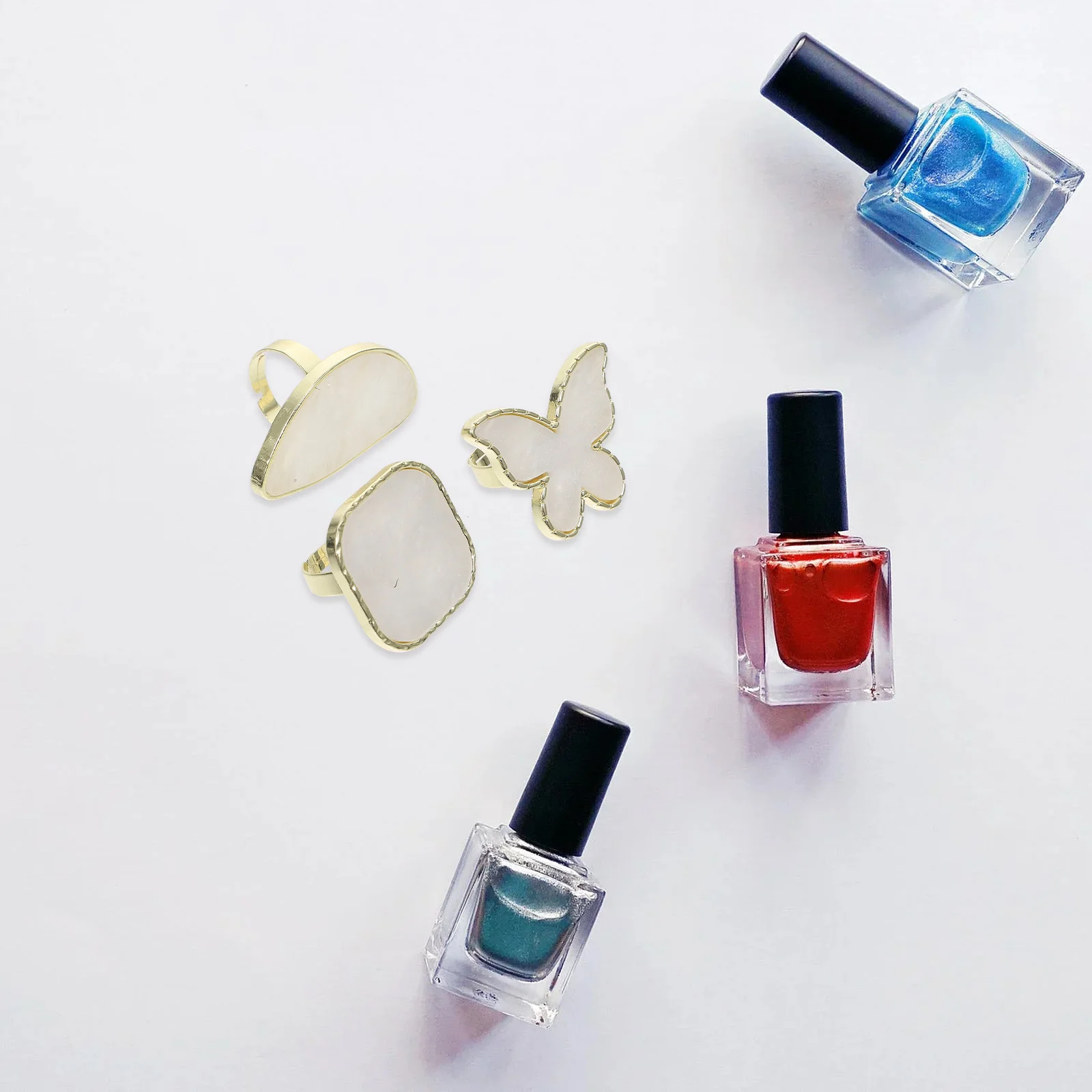 3 Stücke Nail art Ring Paletten Fingerring Design Farbmischung Palette Tragbare Maniküre Tablett für Nagel Farbmischung