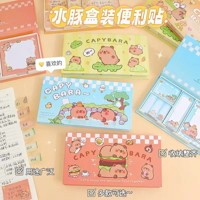 480Sheets/Set Cute Capybara Cartoon Sticky Notes Animals Shape Markers Flags Self-Stick Memo Pads School Office Stationery Gift