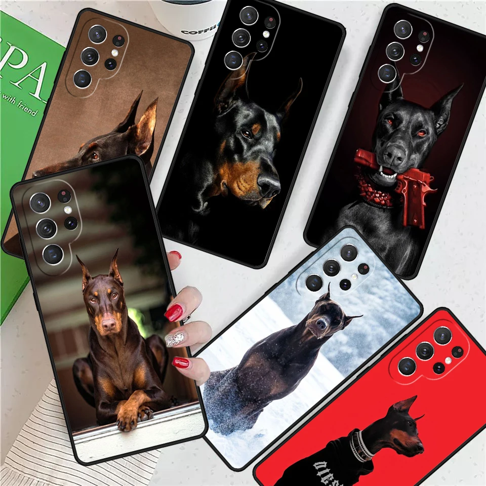 Cartoon Doberman Dog For Samsung Galaxy S24 Ultra S21 S22 S8 S9 S10E Note 10 20 Plus FE S23 Phone case Cover Coque