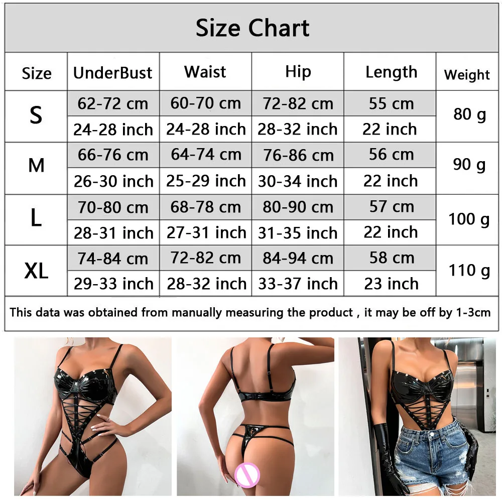 Black Red Halter Lace Up Leather Bondage Backless Teddy Sexy Lady Bodysuit Latex Underwear Women Erotic Lingerie Sexy Costumes