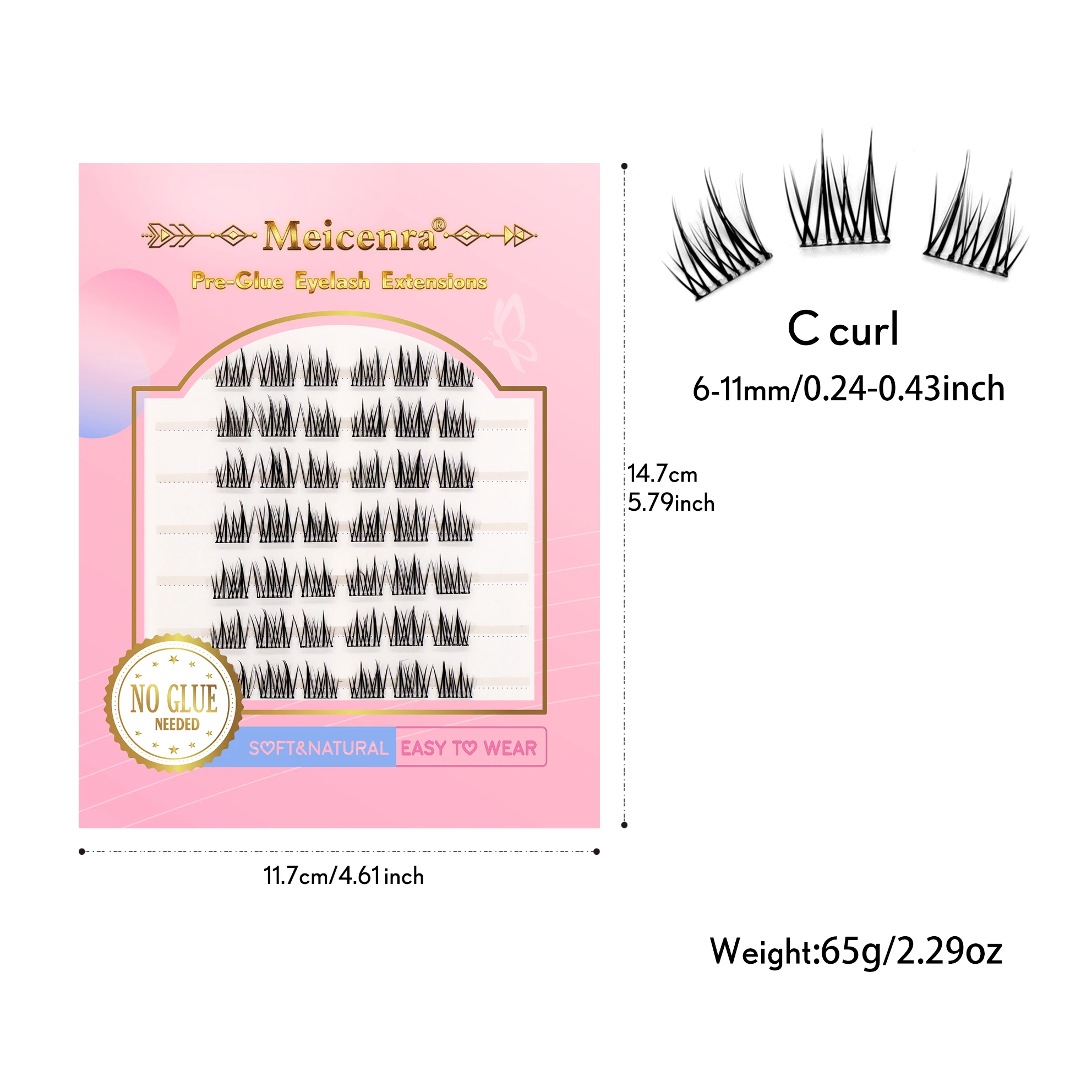자기 접착 속눈썹 태양 꽃 천연 접착제 필요 없음 메이크업 도구