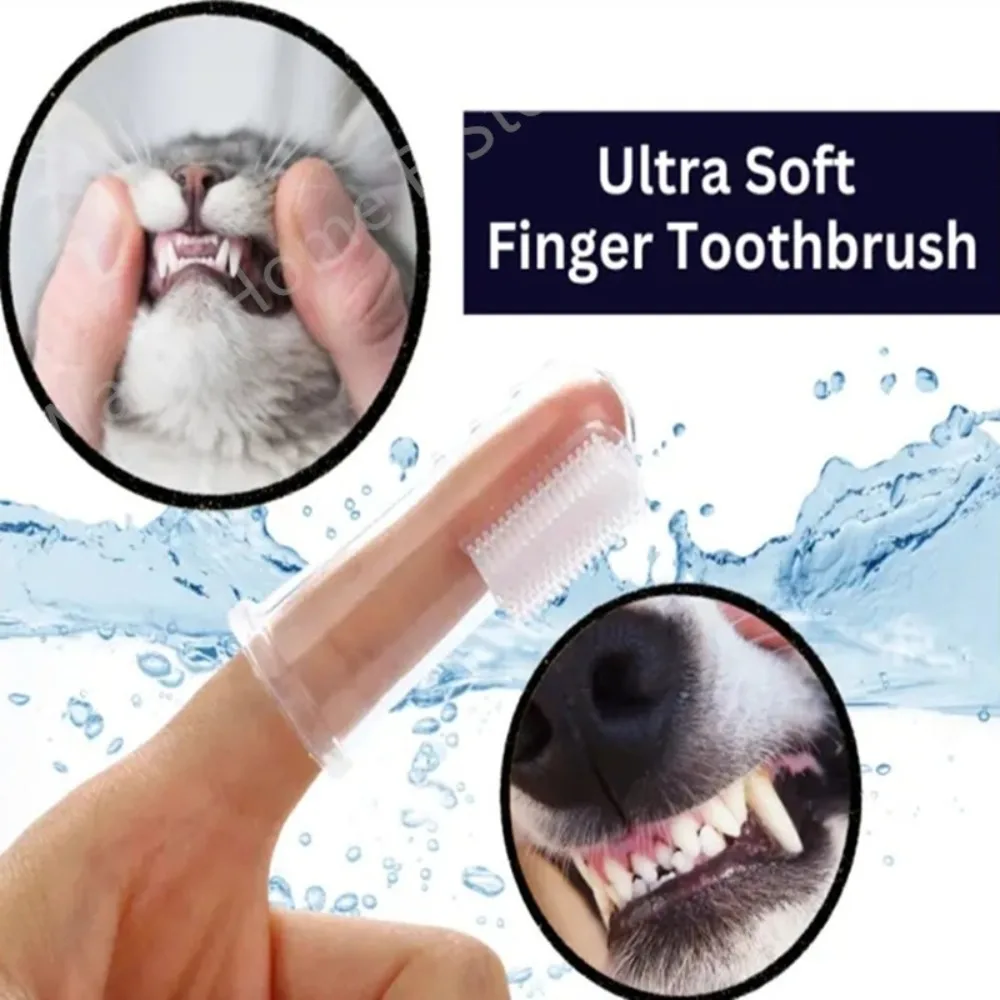 Pet Two-finger Brushing Silicone Finger Cots Remove Tartar Cochlear Clean Tool for Cat Dog Toothbrush Oral Care Finger Cover Pet