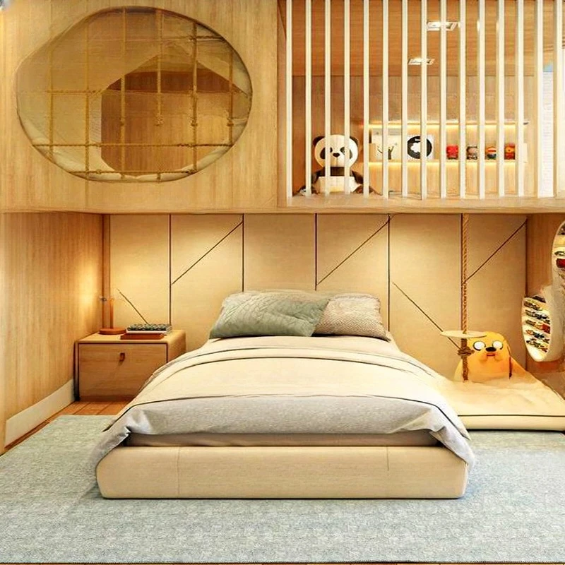 Tempat tidur susun Tempat tidur anak Kayu gelondongan, tempat tidur susun kayu solid