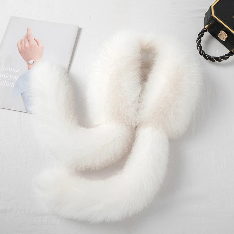 Real Fox Fur Fur Scarf For Women Winter Fashion Fur Collar With Long Tail Natural Fluffy Fur Scarf Lady Luxury Thick Fur Scarves