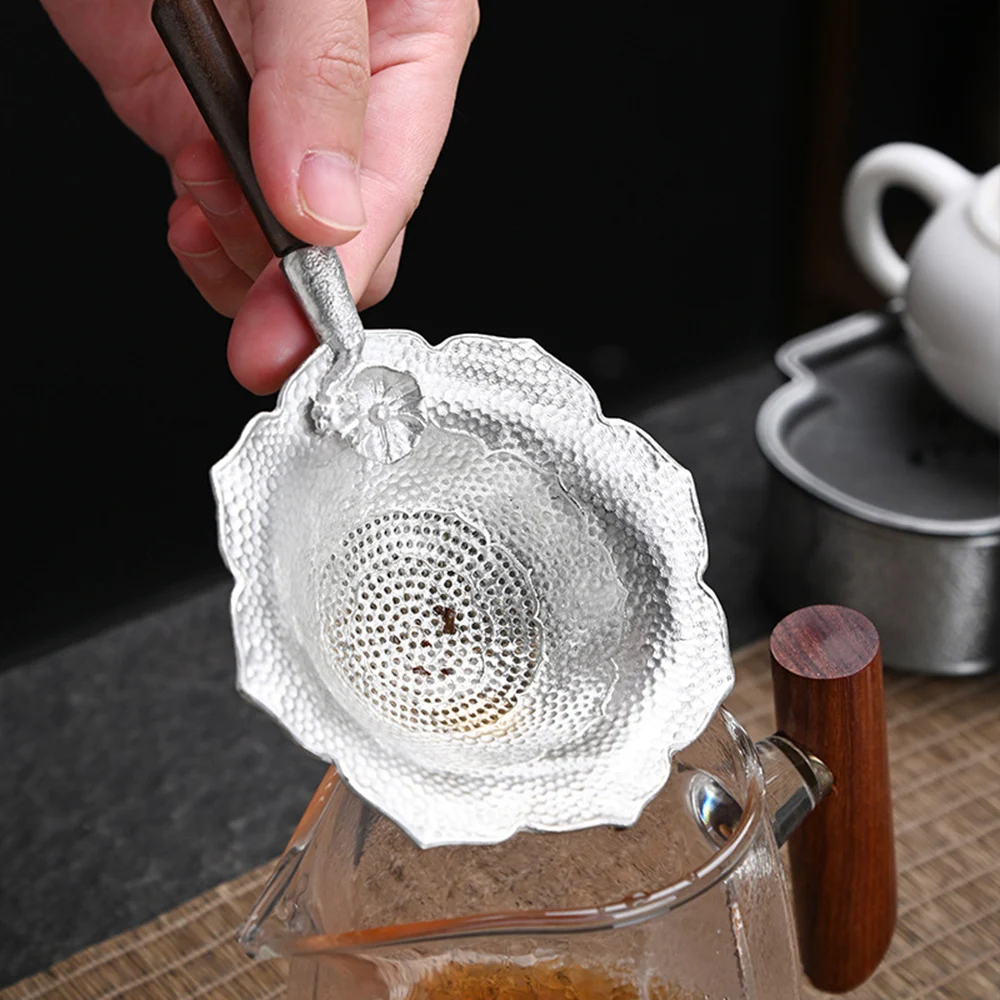 

Tea Strainer, Pure Tin Tea Set, Gourd Shaped Filter, Japanese Hand - Crafted Hammered Leaf Filter, for Kung Fu Tea Ceremony