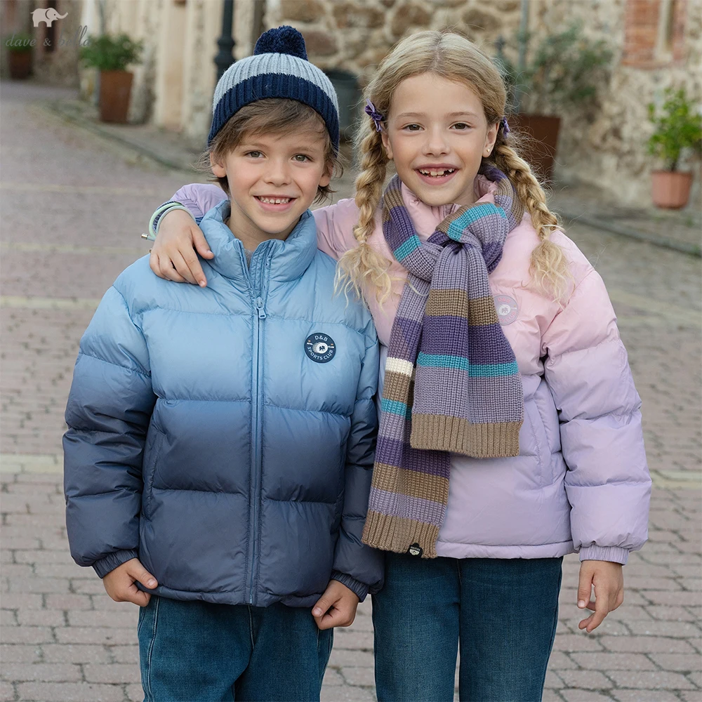Dave Bella Children's Down Jacket Winter Boys Girls Thickened Warm Waterproof Coat Kids' Trendy Outing Hooded Top DK4253795