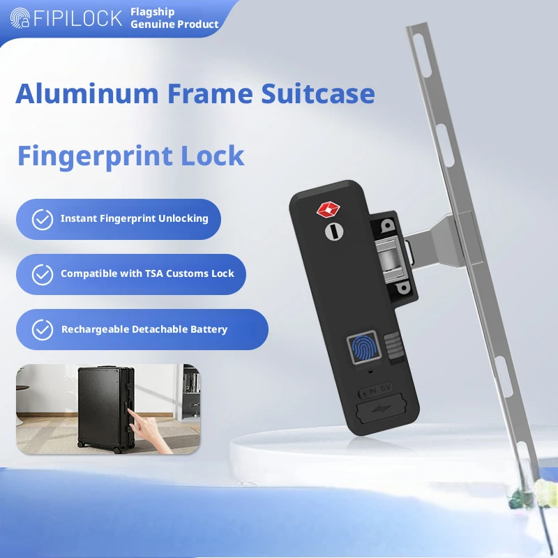 Fingerprint TSA Lock for Aluminum Frame Luggage Embedded Anti-theft Carry-on Suitcase Fixed Lock with Battery