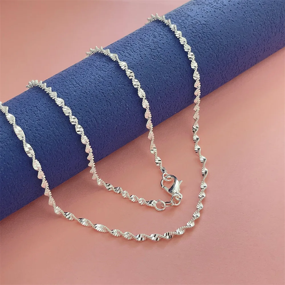 

925 Sterling Silver 16-30 Inch Twisted Chain Necklace for Women – Fashion Charm Jewelry Gift