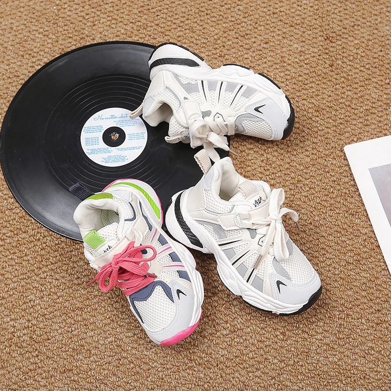 Kid Colorblock Casual Sneakers for Boys Girls 2025 Autumn New Toddler Chunky Sneakers Lightweight Chic Students Basketball Shoes