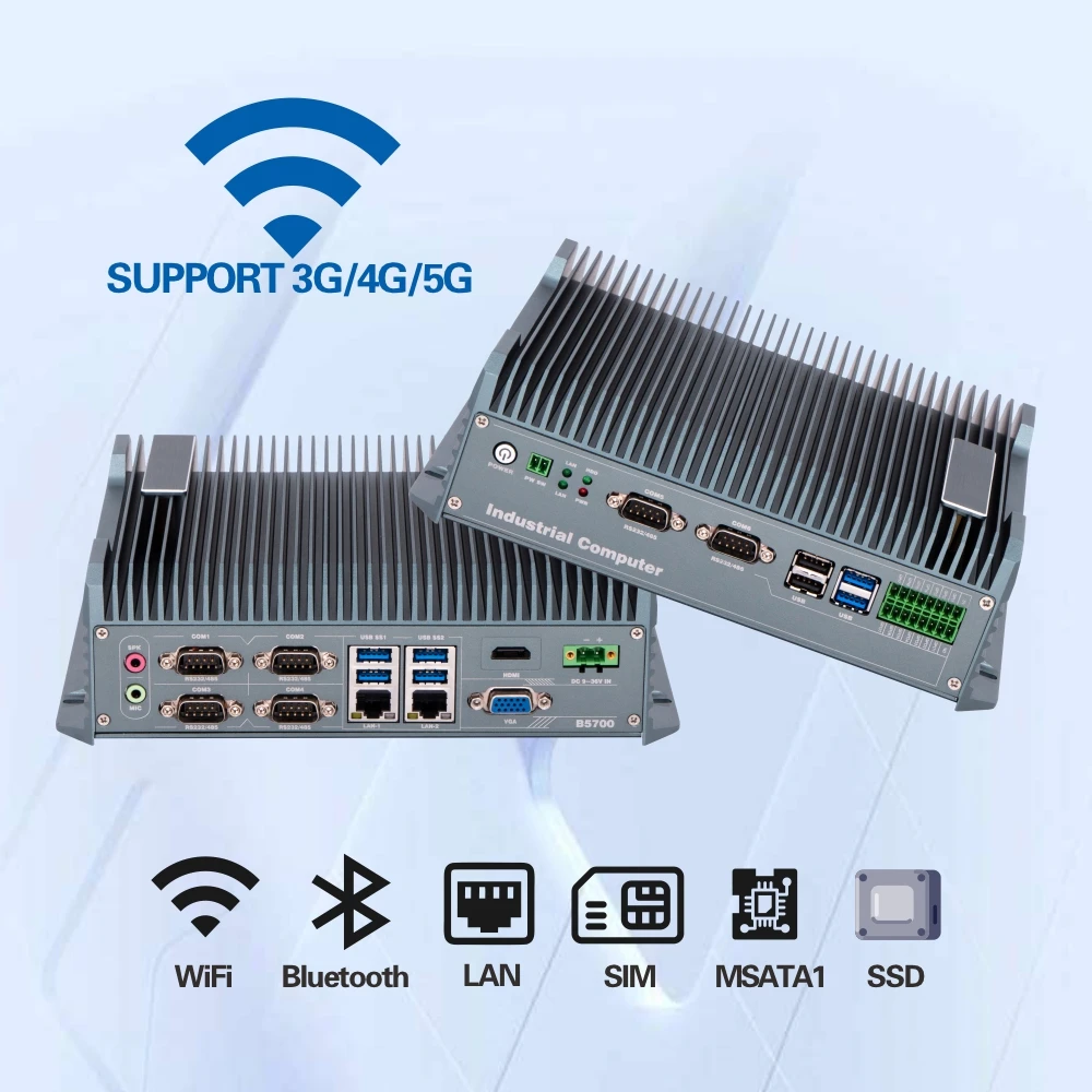 Dual LAN 8 USB 6 COM RS232 RS485 Linux Windows-compatibel Fanless OEM OPS Mini PC NAS Industriële besturing Klaar ingebedde computer