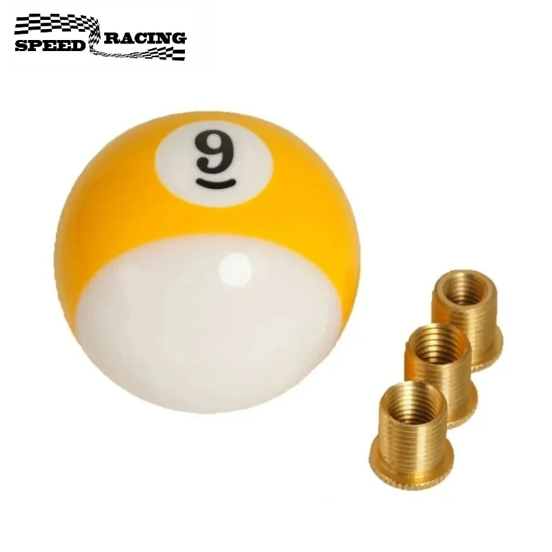 

Универсальный акрил # Круглая ручка переключения передач в виде бильярдного шара с 3 адаптерами, желтая