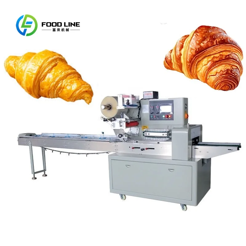 Auto Horizontal Packing Machine Bread Biscuit Plastic Bag Pack Flow Wrapper Machine Customized