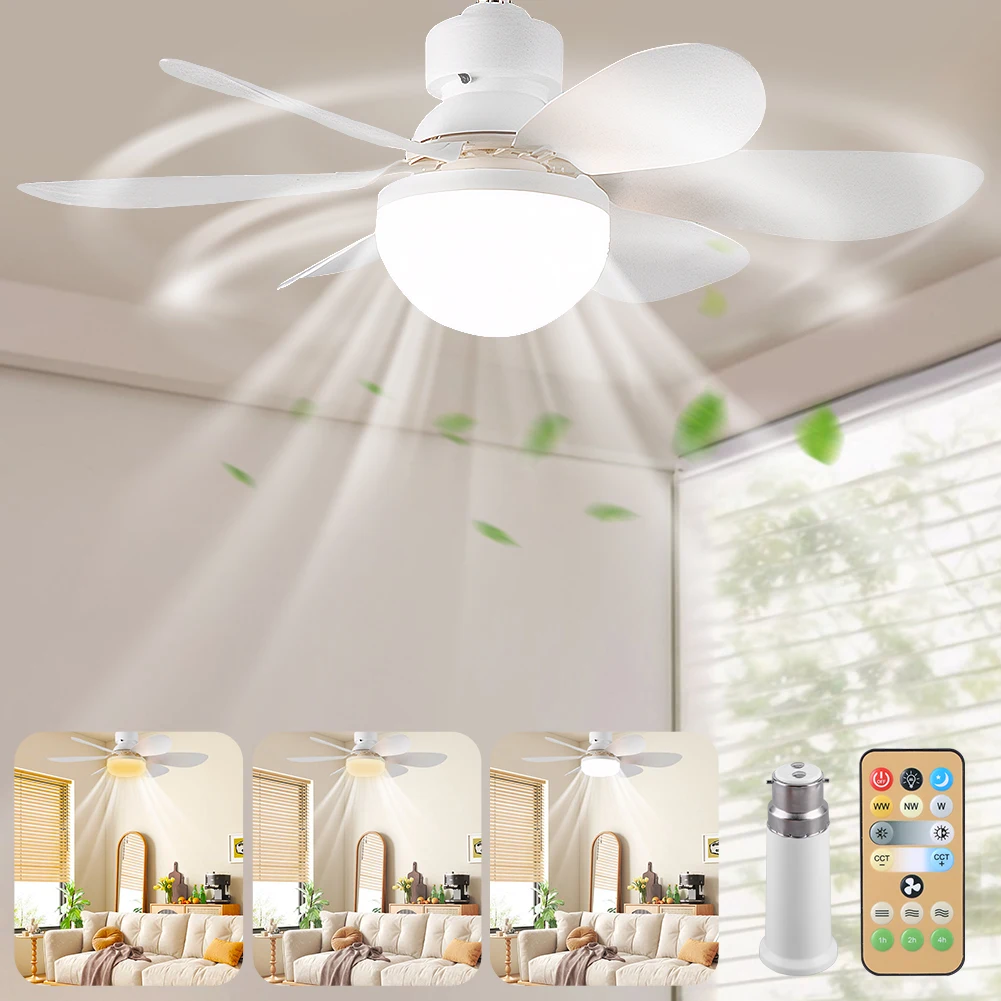 

Screw in Ceiling Fan in Light Socket with Remote Ceiling Fan with Light for Bedroom Kitchen Living Room