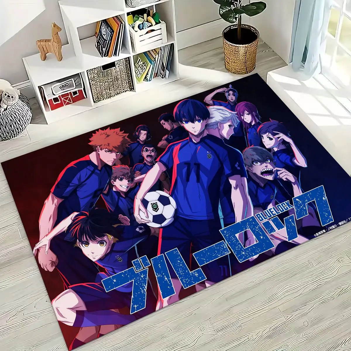 

Cartoon BLUE LOCK Football Anime Isagi Rug for Bedroom Living Room Sofa Home Doormat Decor, Large Kids Play Non-slip Floor Mat