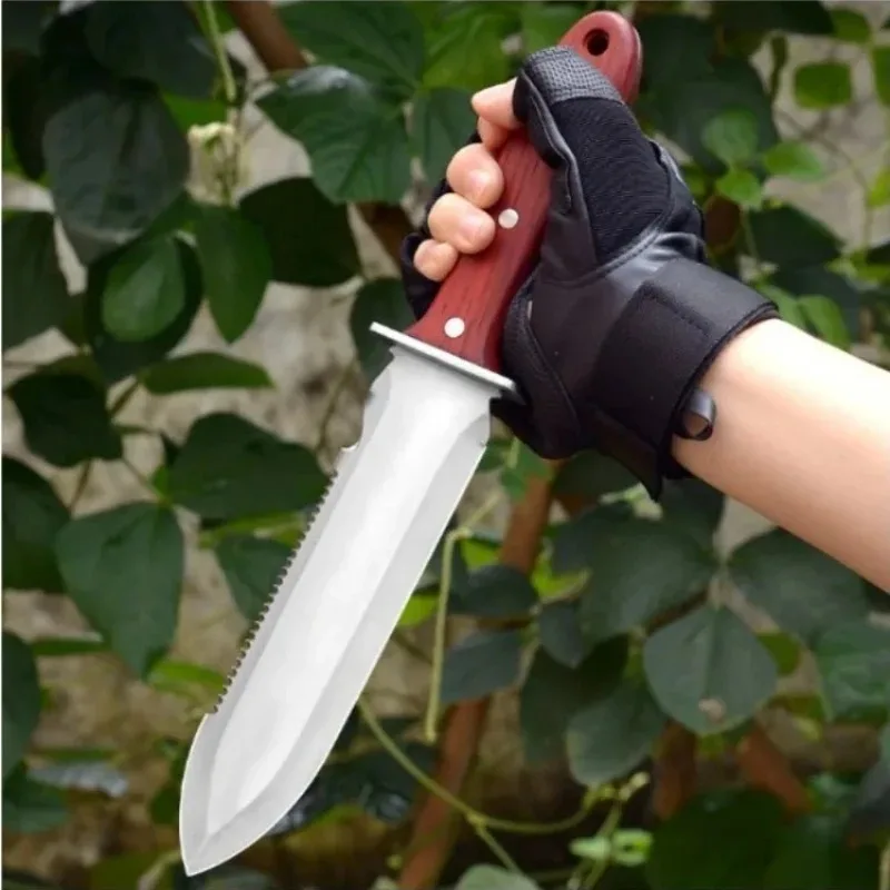 1Pc Professional Hori Hori Garden Knife with Sheath Protective Handguard Stainless Steel Blade for Weeding Digging Pruning