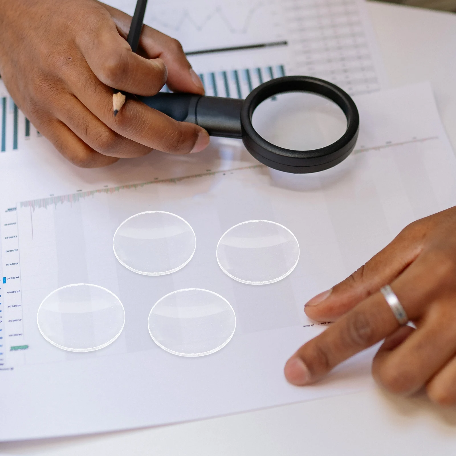 

10pcs Clear Acrylic Convex Lens Magnifying Replacement For Magnifier Reading Magnifier Making Supplies Double Magnification