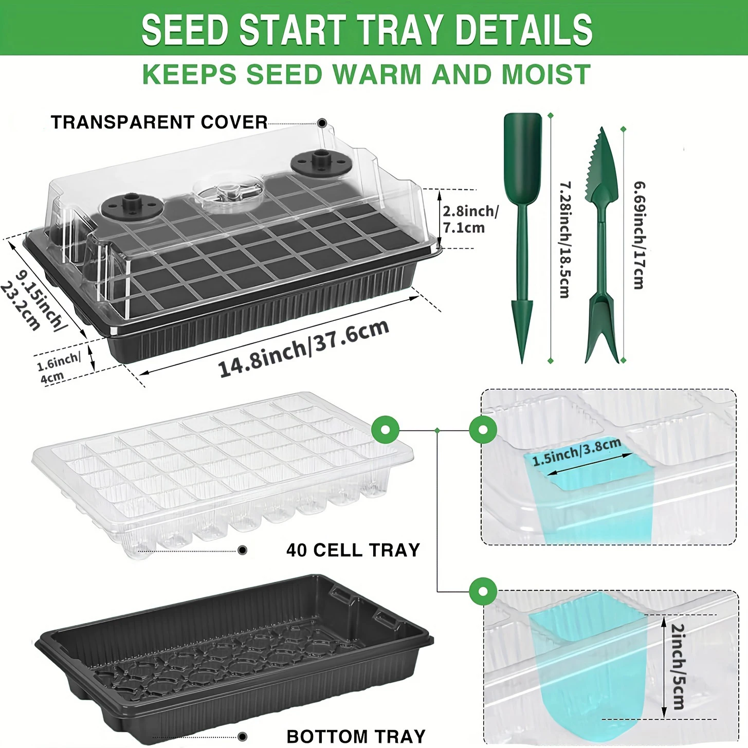 Full-spectrum seedling raising kit, including LED plant growth lamps, humidity cover trays and indoor seedling germination tools