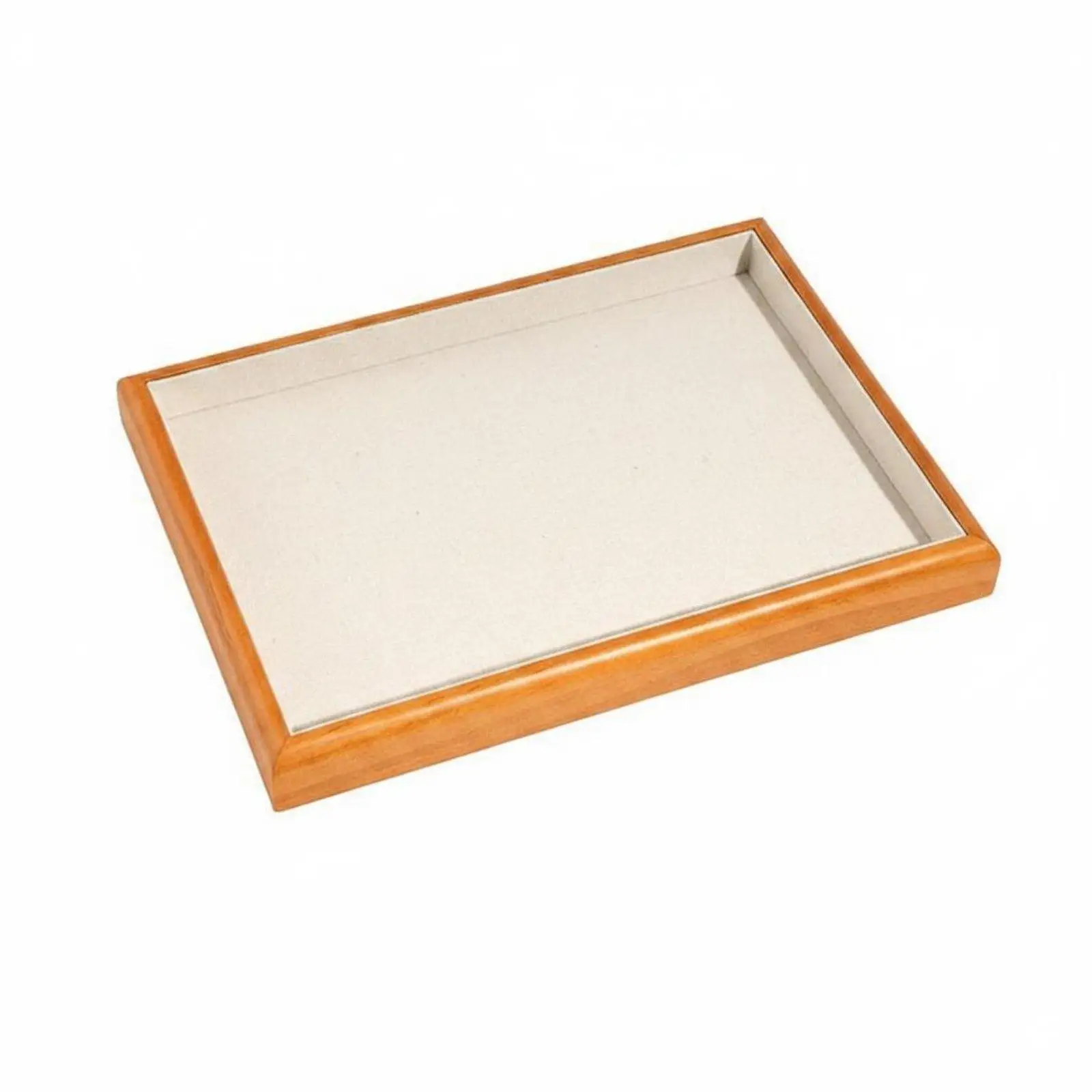 Jewelry Display Tray Wooden Linen Stackable Organizer for Jewelry Box Rings Necklaces Retail Exhibition