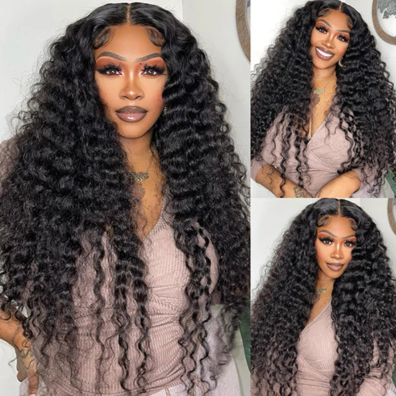 Water Wave Ready to Wear Glueless Closure Wigs Human Hair 6x4 Pre Cut Lace Preplucked Glueless Human Hair Wigs