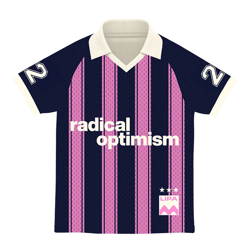 Camiseta LIPA Radical Optimism, camiseta de malla a rayas de gran tamaño, camisetas holgadas unisex con letras, ropa de verano para hombres y mujeres