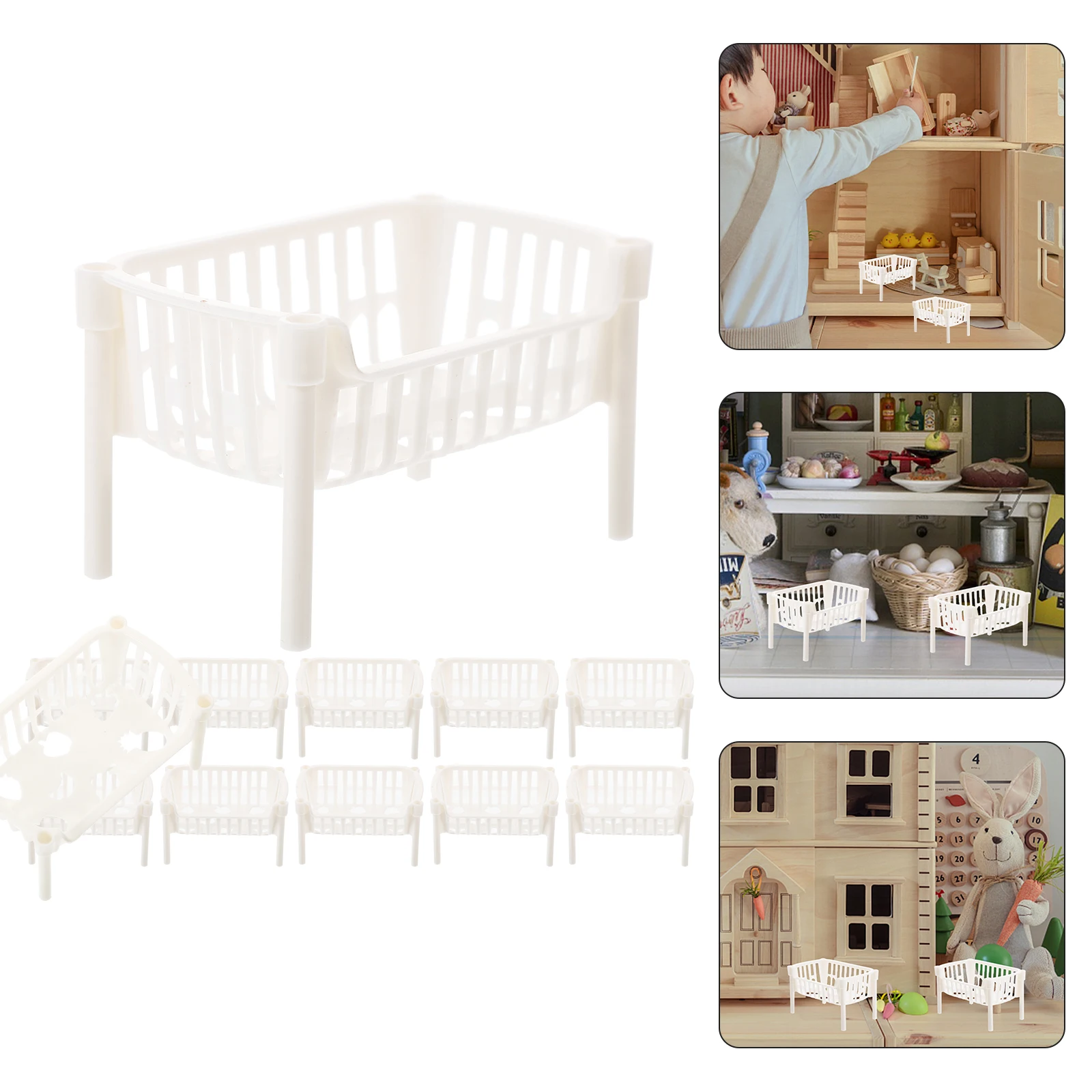 

10 Pcs Shelf Furniture Mini for Dollhouse Decorate Plastic Miniature Shelves