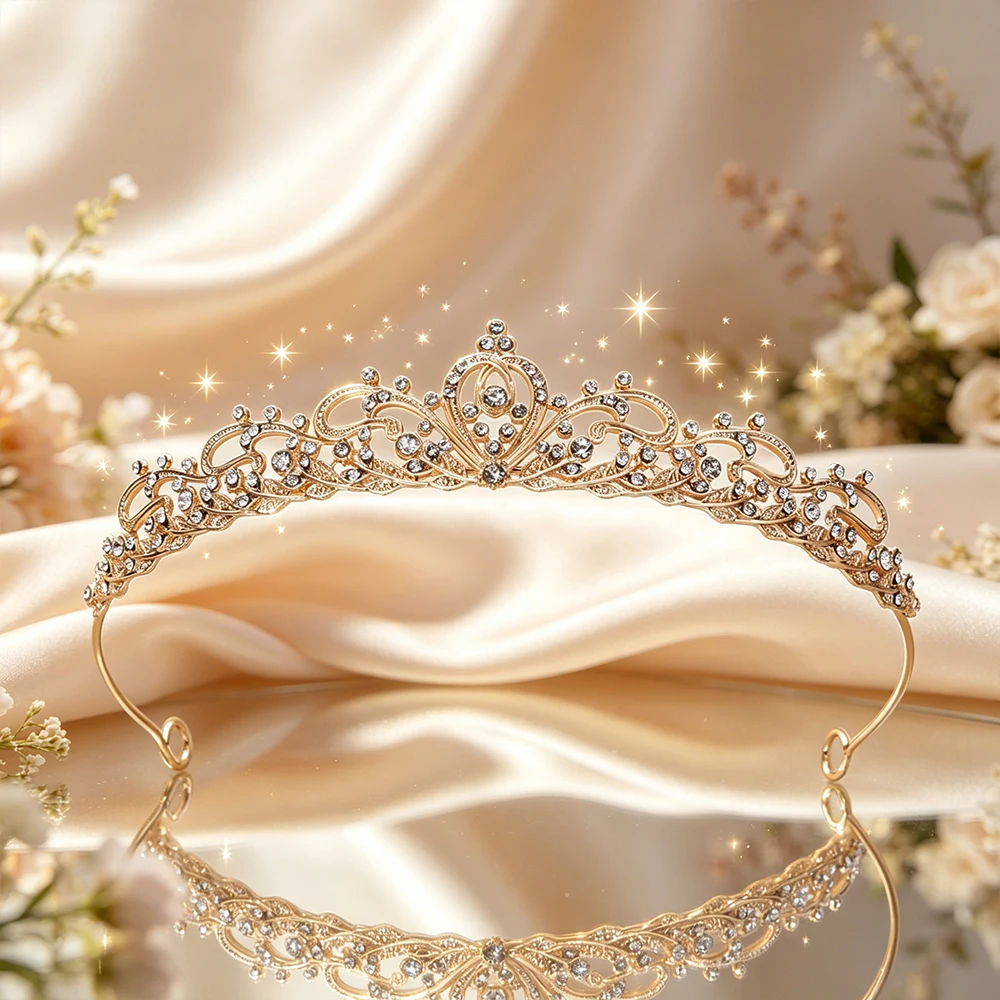 투명한 라인스톤 꽃무늬 신부 티아라, 풀 스파클 크리스 - Women Queen Fashion 리뷰 및 가격