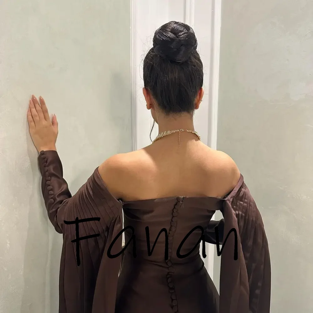 Customized Elegant Gorgeous Prom Dresses boat neckline Ruffle A-Line Evening Dress Long Sleeves Sweep Train Formal Party Gowns