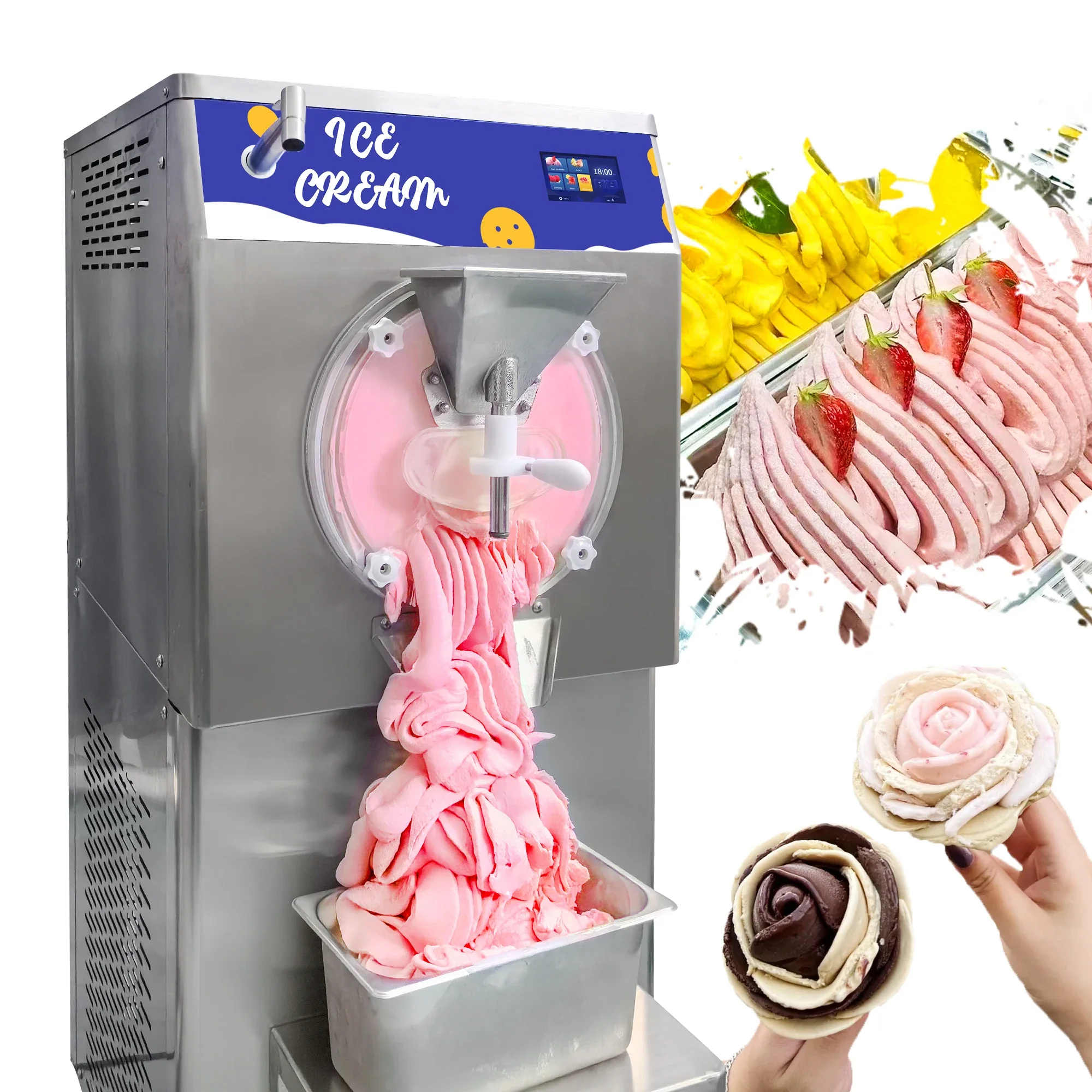 

32~48L/H Hard Ice Cream Machine Professional Commercial Gelato Ice Cream Machine Making With Water Pipe