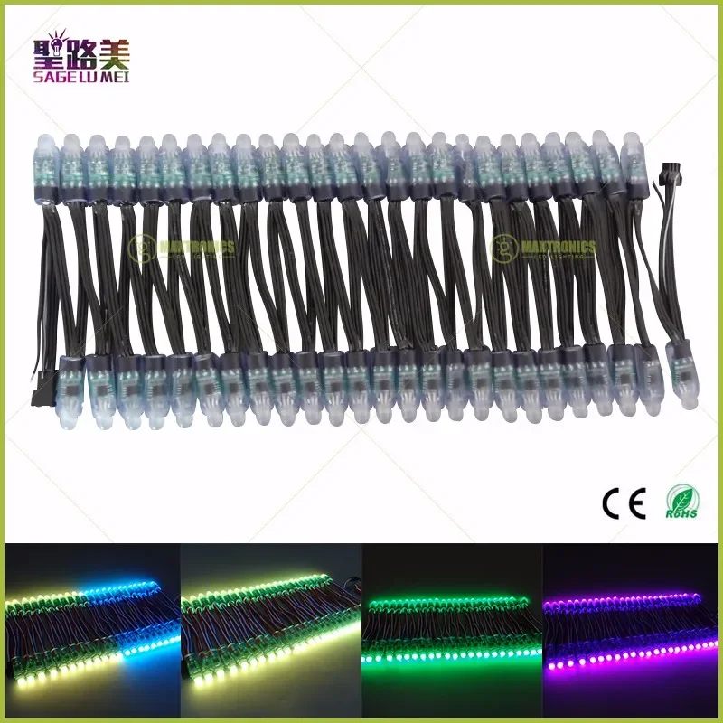 500pcs/lot 12mm Christmas Holiday led Pixel light ws2811 ic LED Module Black/Green/White/RWB Wires String Addressable DC5V 12V