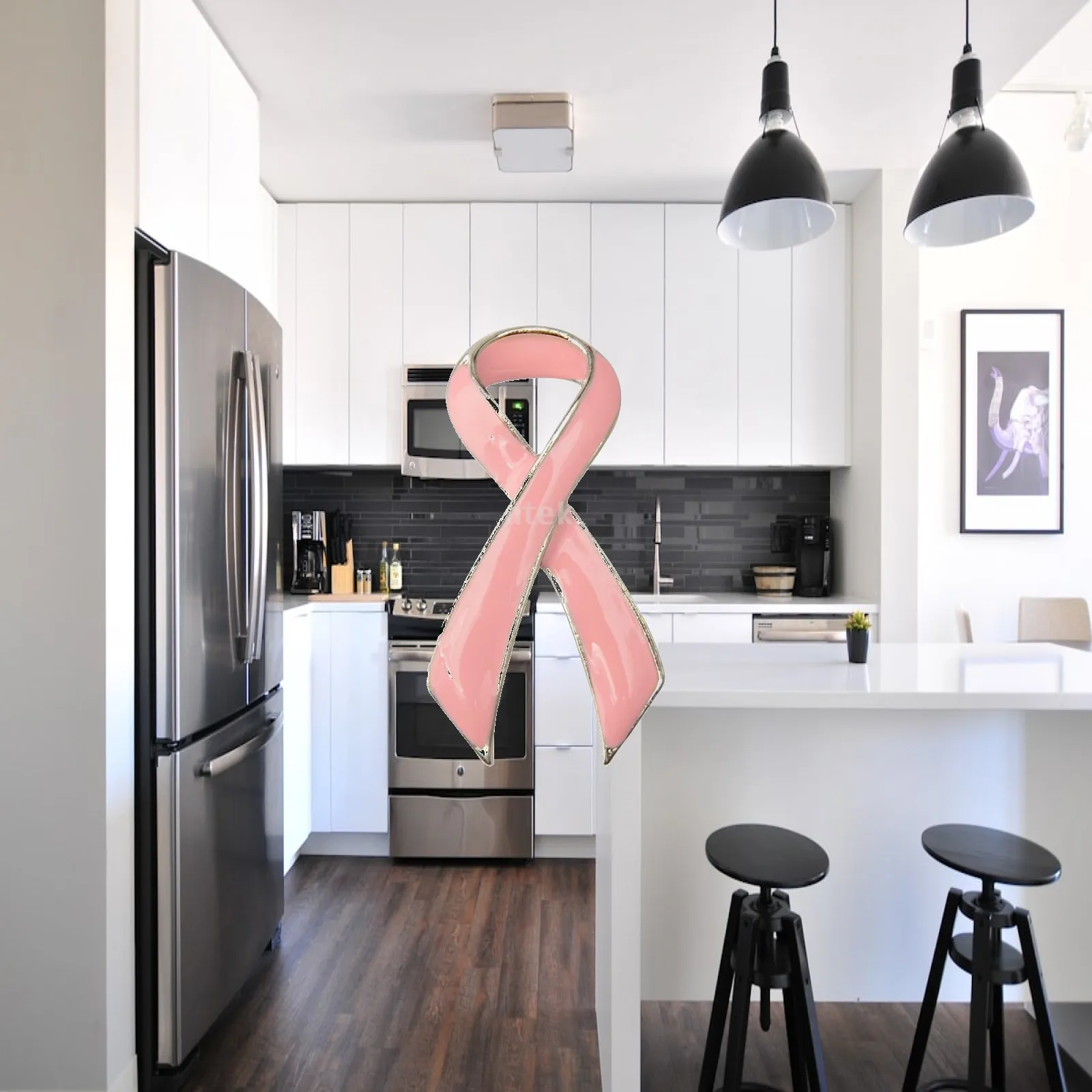 Pink Ribbon Brooch Pin Alloy Jewelry Symbol Badge for Breast Cancer Awareness Women Charity Parties