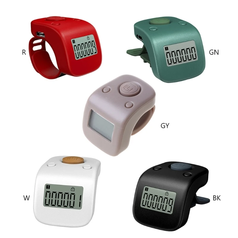 Mini Rechargeable Digital LCD Finger Ring Tally Counters 6 Digit Counter Beads Prayer Clicker 6 Channel Counting