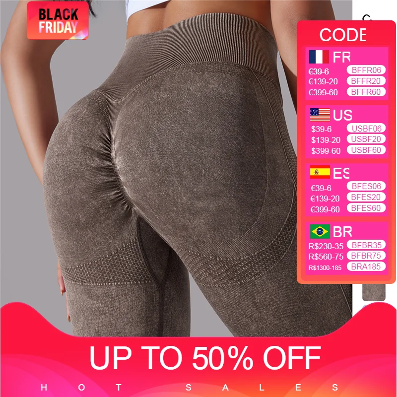 

Acid Wash Scrunch Butt Leggings Women Seamless High Waist Fitness Workout Leggins Ribbed Sports Yoga Pants Exercise Gym Tights