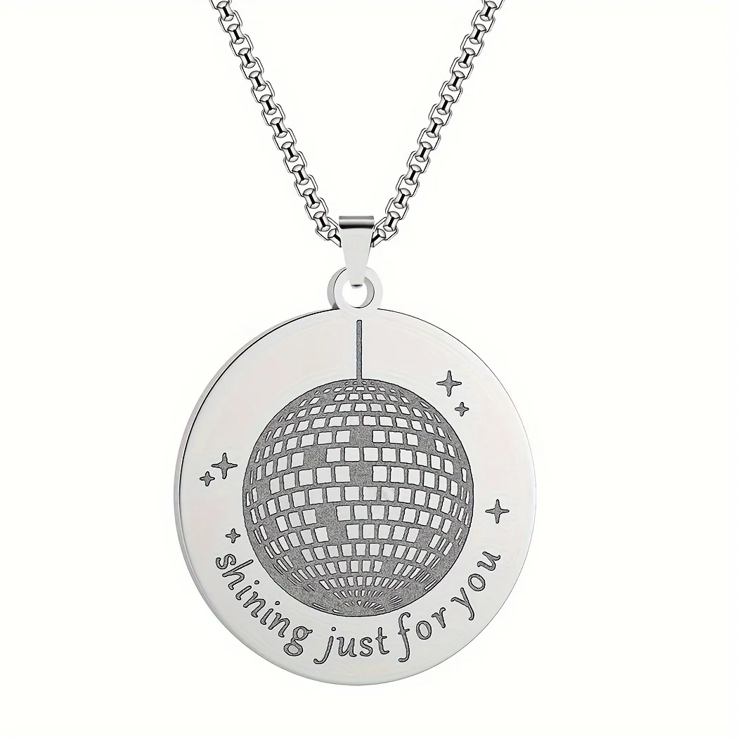 2024 new fashion stainless steel mirror light ball pendant necklace feminine style clavicle chain jewelry anniversary gift