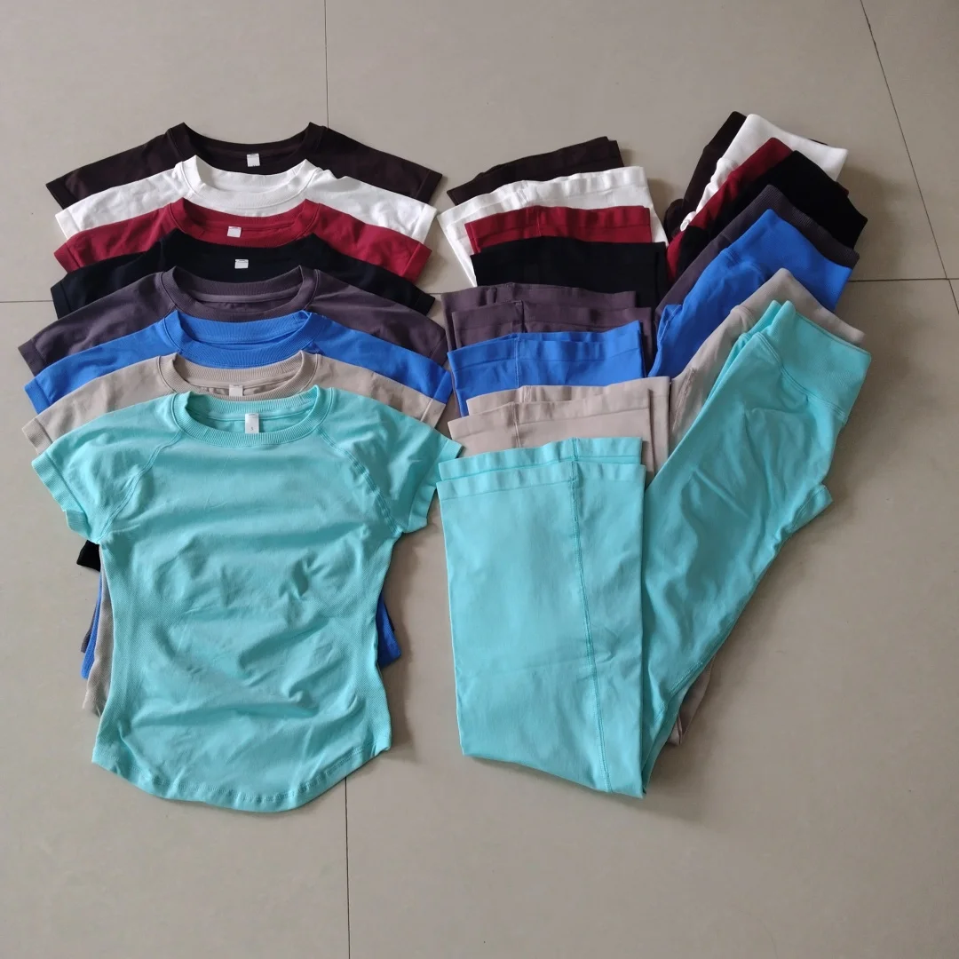 2Pcs Workout Flare Leggings Set Bodycon Short Sleeve Top Seamless Yoga Flared Pants Set Quick Dry Gym Workout Sports Tops Suit