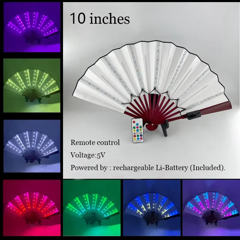 10/13 Zoll Leuchtender Handfaltfächer Hochzeitsgeschenke Fächer mit LED-Lichtern Verschiedene Stile Leuchtende Festival-Fächer Bar-Requisiten – Detail 21