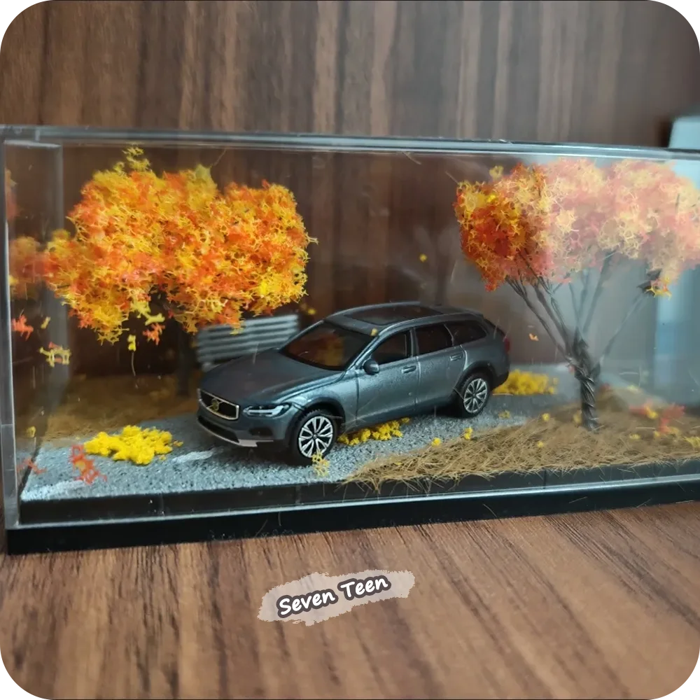 1:64 Herbstszenen-Miniatur-Automodell-Acryl-Vitrine Modell-Fotorequisiten Heimdekor Miniatur-Ornament (Automodell nicht enthalten) – Detail 8