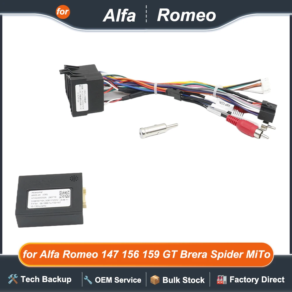

Wiring Harness CAN Bus Decoder Audio RCA Plug, 16 Pin ISO Cable Adapter for Alfa Romeo 147 156 159 GT Brera Spider MiTo