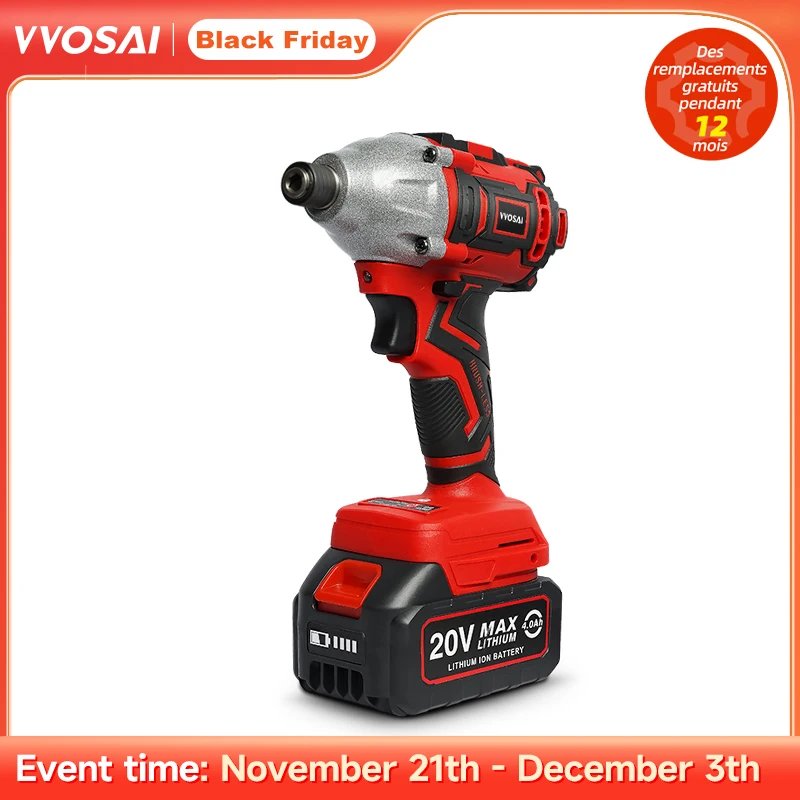 VVOSAI 20V Electric Screwdriver battery 300NM Brushless Cordless Screwdriver Impact Drill Impact Driver Rechargeable Driver