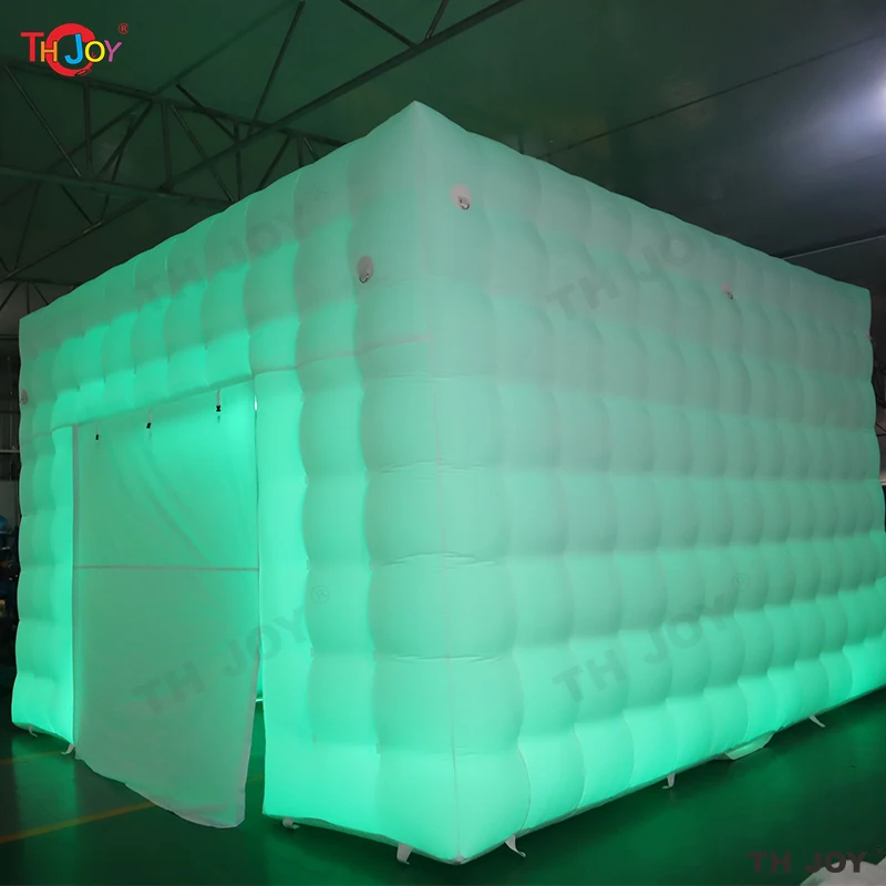 Ao ar livre grande branco led iluminação inflável disco cubo tenda inflável festa letreiro boate tenda